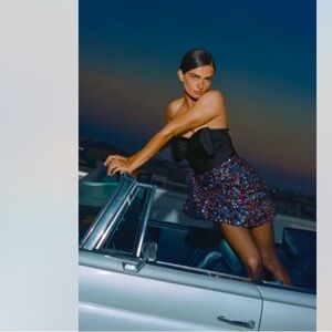 Anthropologie NWT Sequined Bow-Tie Mini Dress Size 14W.